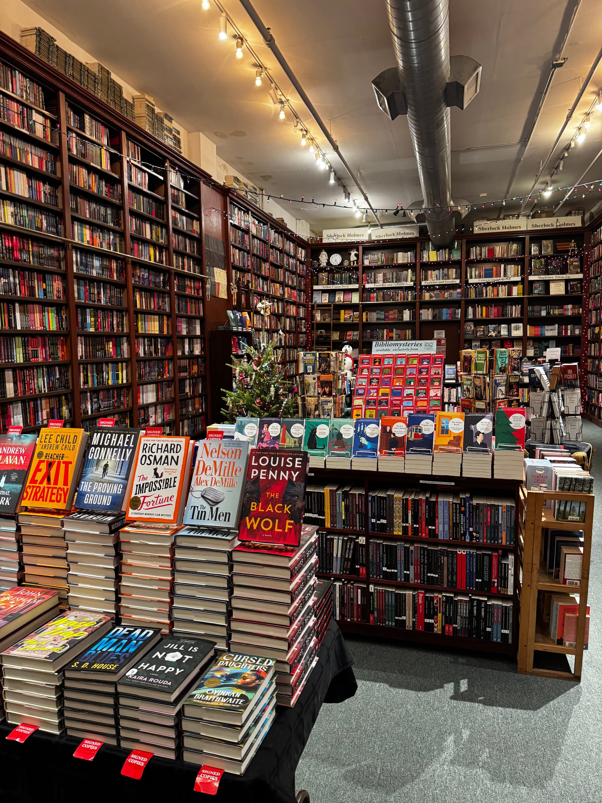 The interior of the Mysterious Bookshop